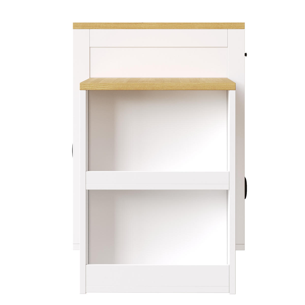 KÜCHENINSEL 80/70/95,5 cm weiß aus MDF mit Ausziehtisch - Weiß, Holzwerkstoff (80/95.5/70cm) - OKWISH