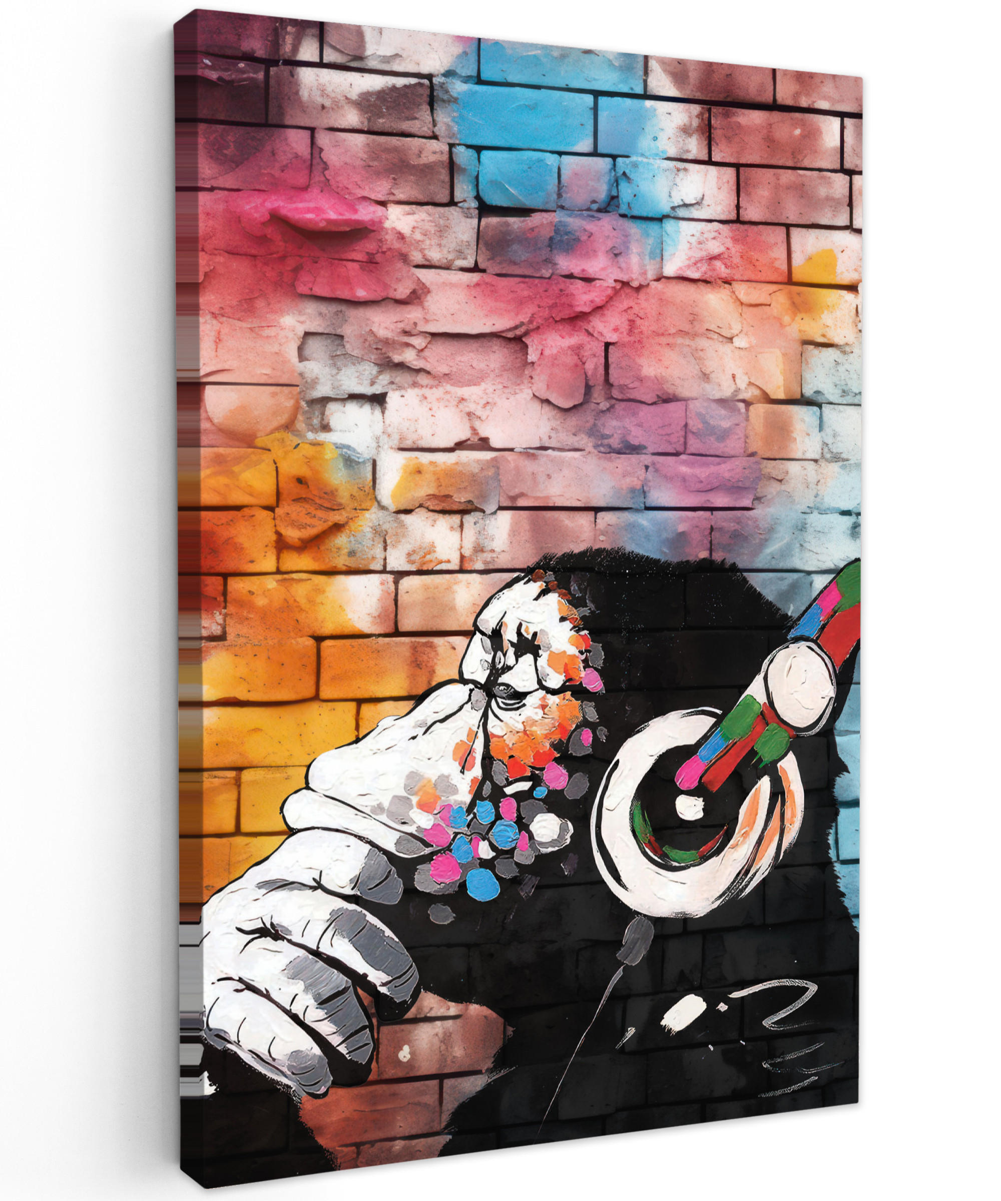 LEINWANDBILD Affe - Graffiti - Musik 20x30 cm - Multicolor, Textil (20/30cm) - MuchoWow