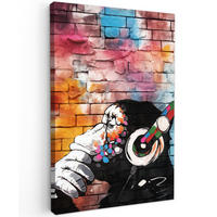 LEINWANDBILD Affe - Graffiti - Musik 90x140 cm - Multicolor, Textil (90/140cm) - MuchoWow