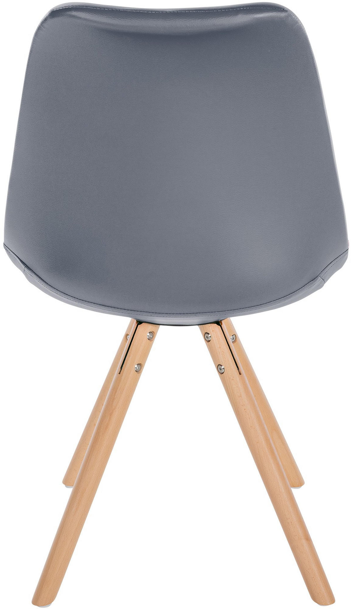 STUHL 4er Set Lederlook grau - Eukalyptusholzfarben/Grau, Holz/Textil (48/81/54cm) - CLP