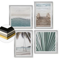 WANDBILDER 4er Set - 50x50 cm & 40x60 cm Silberner Rahmen - Tropenurlaub - Silberfarben, Kunststoff (50/50cm) - ArtPrintCave