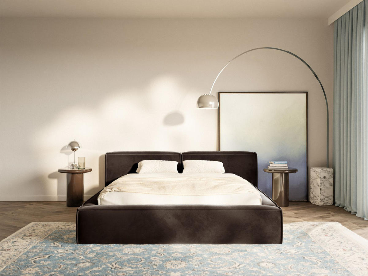 POLSTERBETT Tilves Low Braun 200x200 cm - Schwarz/Braun, Kunststoff/Textil (200/200cm) - Selsey