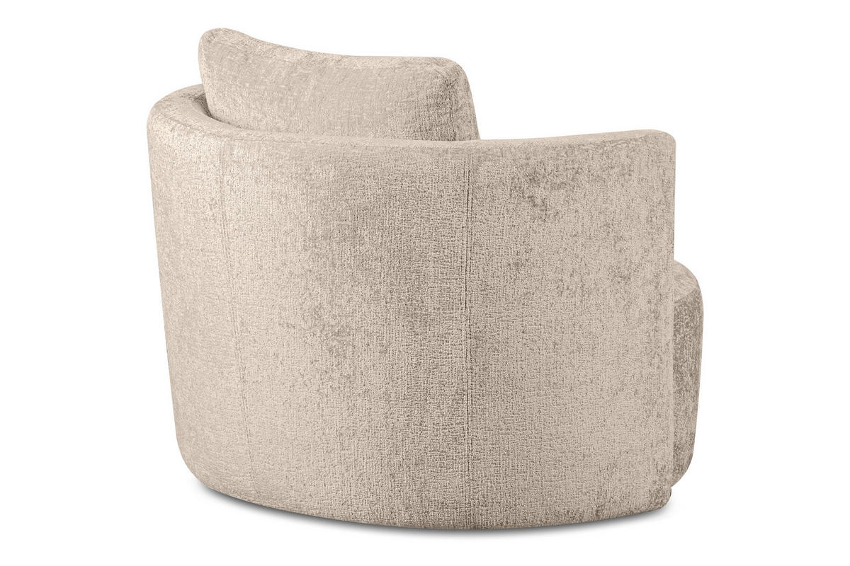 DREHSESSEL-SET RAGGI inkl. Sitzhocker, Chenille-Stoff, grau - Beige/Grau, Textil (92/75/80cm) - KONSIMO®