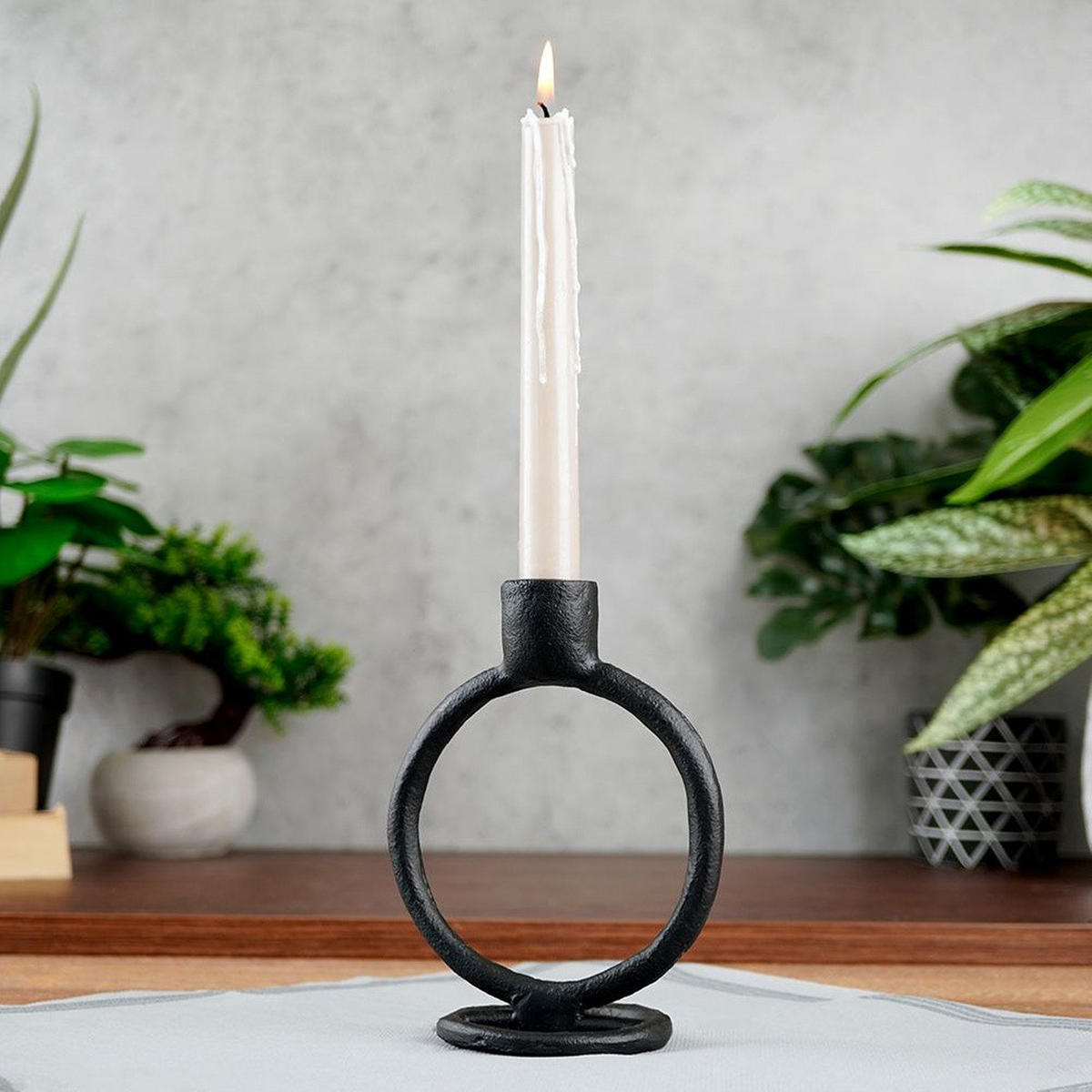DEKO-KERZENSTÄNDER Aluminium 7,5/11,5/15 cm - Schwarz, Metall (11.5/15/7.5cm) - Home Styling Collection