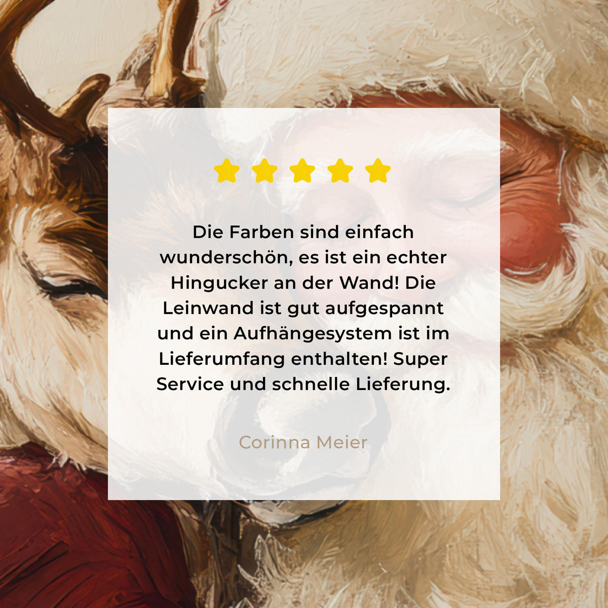 LEINWANDBILD Weihnachtsmann - Rentier - Weihnachten Wandbilder 80x60 cm - Rotbraun, Textil (80/60cm) - MuchoWow