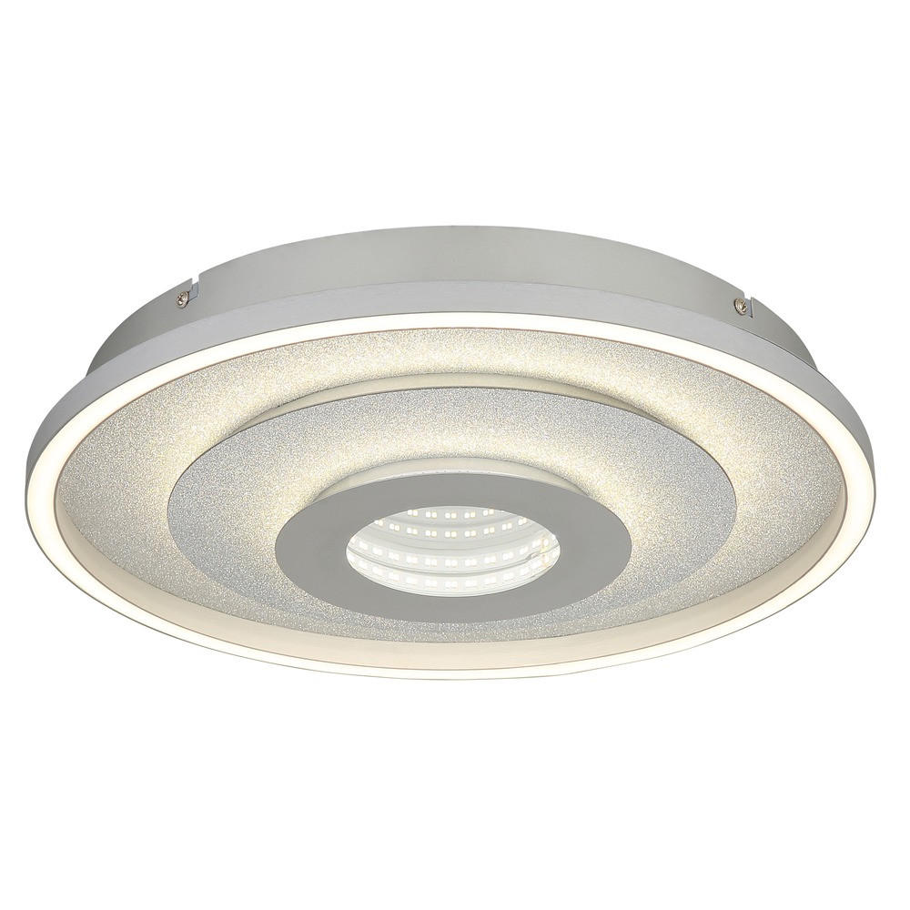 DECKENLEUCHTE MILES Metall silberfarben LED - Silberfarben, Metall (40/40/7.3cm) - Globo Lighting