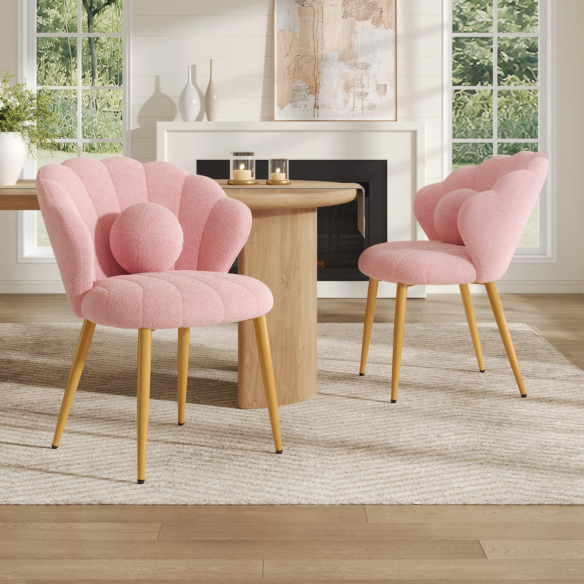 STUHL-SET 2 Stück Muschel-Design, DE-42124, Rosa - Pink, Holzwerkstoff (62.5/83/60cm) - ComfortXL