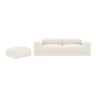 SOFA 3-Sitzer & Hocker - Bouclé-Stoff - Weiß - POGNI - Weiß, Textil (205/73/97cm) - Vente-Unique