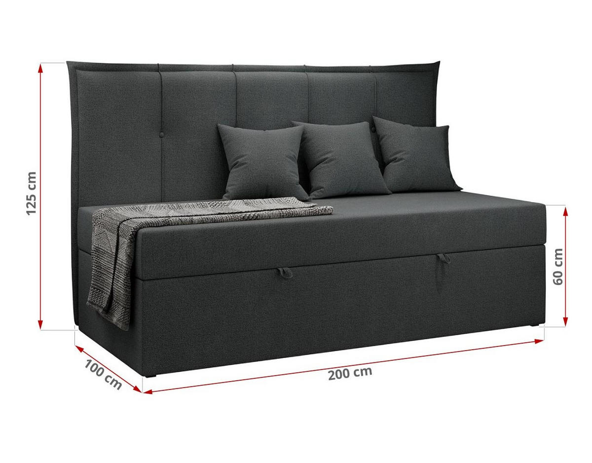 BOXBETT BANCO 90/200 Dunkelgrau Struktur - H3 - Dunkelgrau, Holz/Textil (90/200cm) - MKS