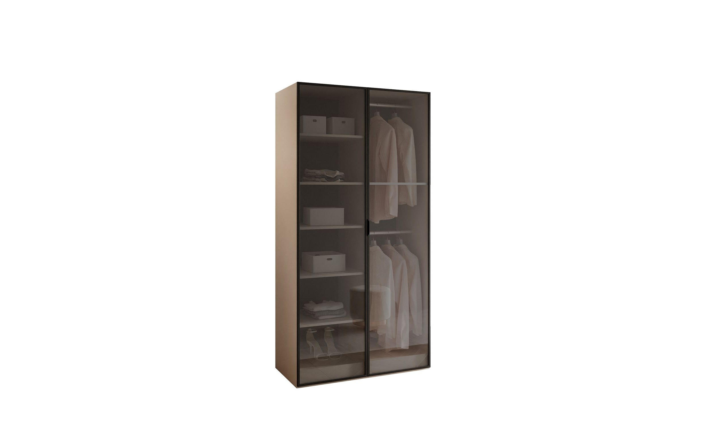 Lookway Kleiderschrank Sand, Schwarz 101x200x49 cm