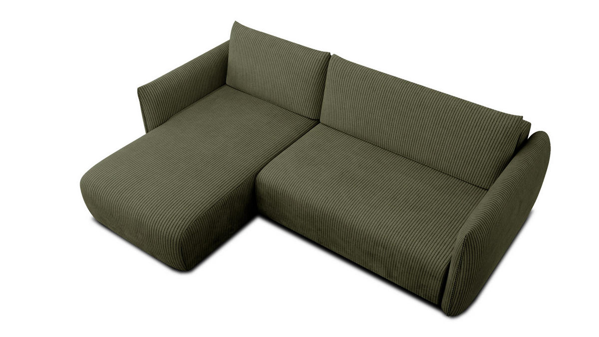 ECKSOFA TAUER 3-Sitzer rechts, olive - Dunkelgrün/Schwarz, Holz/Textil (248/173cm) - Courtois Laville