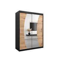 SCHWEBETÜRENSCHRANK 200/150/62 2-türig - Silberfarben/Schwarz, Holz/Kunststoff (150/200/62cm) - Abiks Möbel