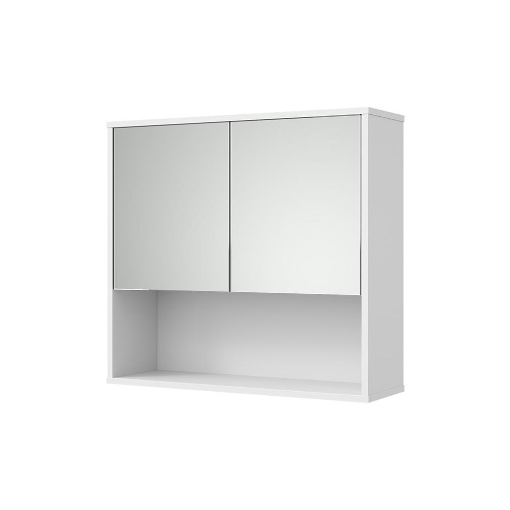 BADSPIEGELSCHRANK Eliza Weiß Riffel 70 x 65 cm - Weiß, Holzwerkstoff (70/65/22cm) - Vicco
