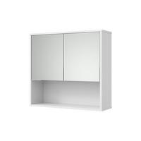 BADSPIEGELSCHRANK Eliza Weiß Riffel 70 x 65 cm - Weiß, Holzwerkstoff (70/65/22cm) - Vicco