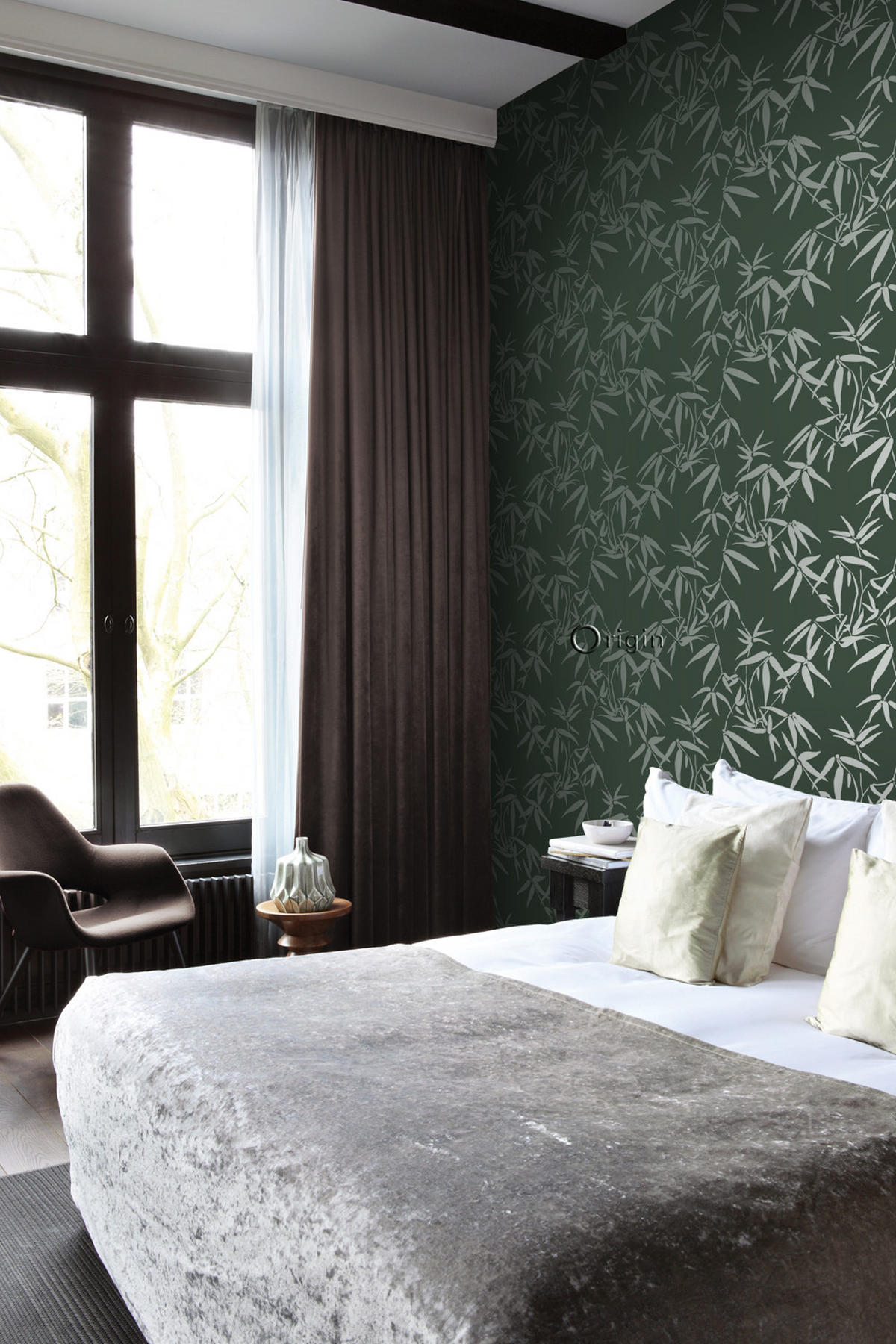 TAPETE Bambusblätter 53 cm x 10.05 m - Grün, Papier (53/1000cm) - Origin Wallcoverings