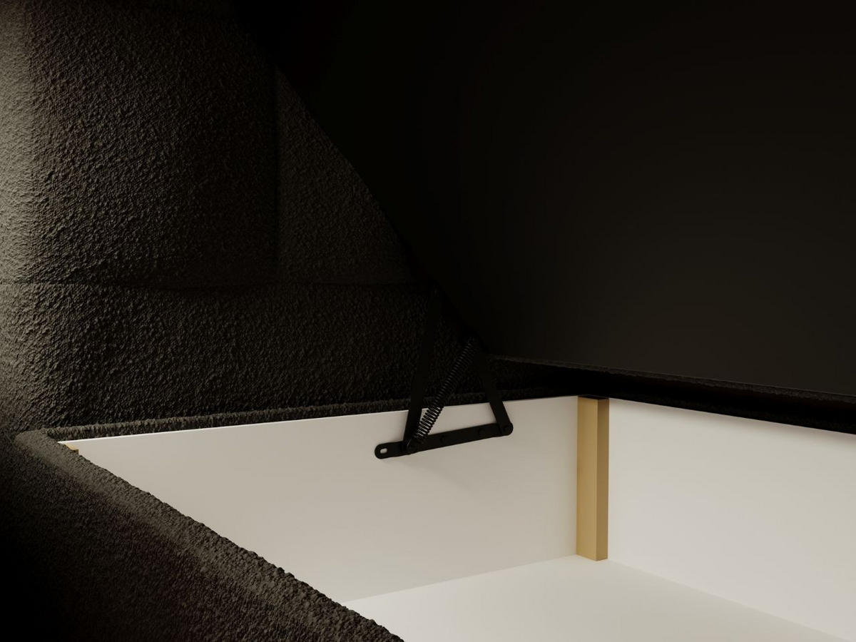 BOXBETT Alicante 180x200 Bouclé-Stoff Schwarz - Schwarz, Holz/Textil (180/200cm) - Graingold