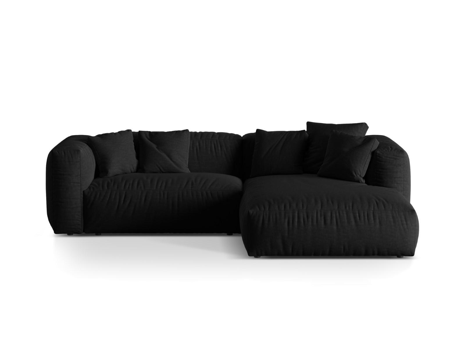 ECKSOFA modular rechts Martina aus strukturiertem Stoff schwarz 2 Sitzplätze - Schwarz, Textil (176/283cm) - Micadoni