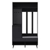 GARDEROBENSET Wandgarderobe mit Schuhbank 4 Haken Schwarz 100x35x180cm - Schwarz, Holzwerkstoff (35/180/100cm) - FLIEKS