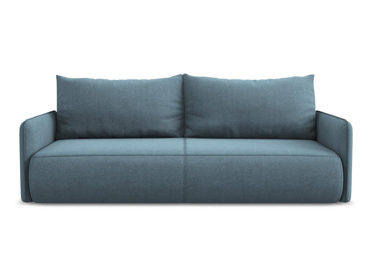 3-SITZER SOFA mit Schlaffunktion Strukturstoff Stoff Blau - Blau/Schwarz, Kunststoff/Textil (216/86/105cm) - Makamii