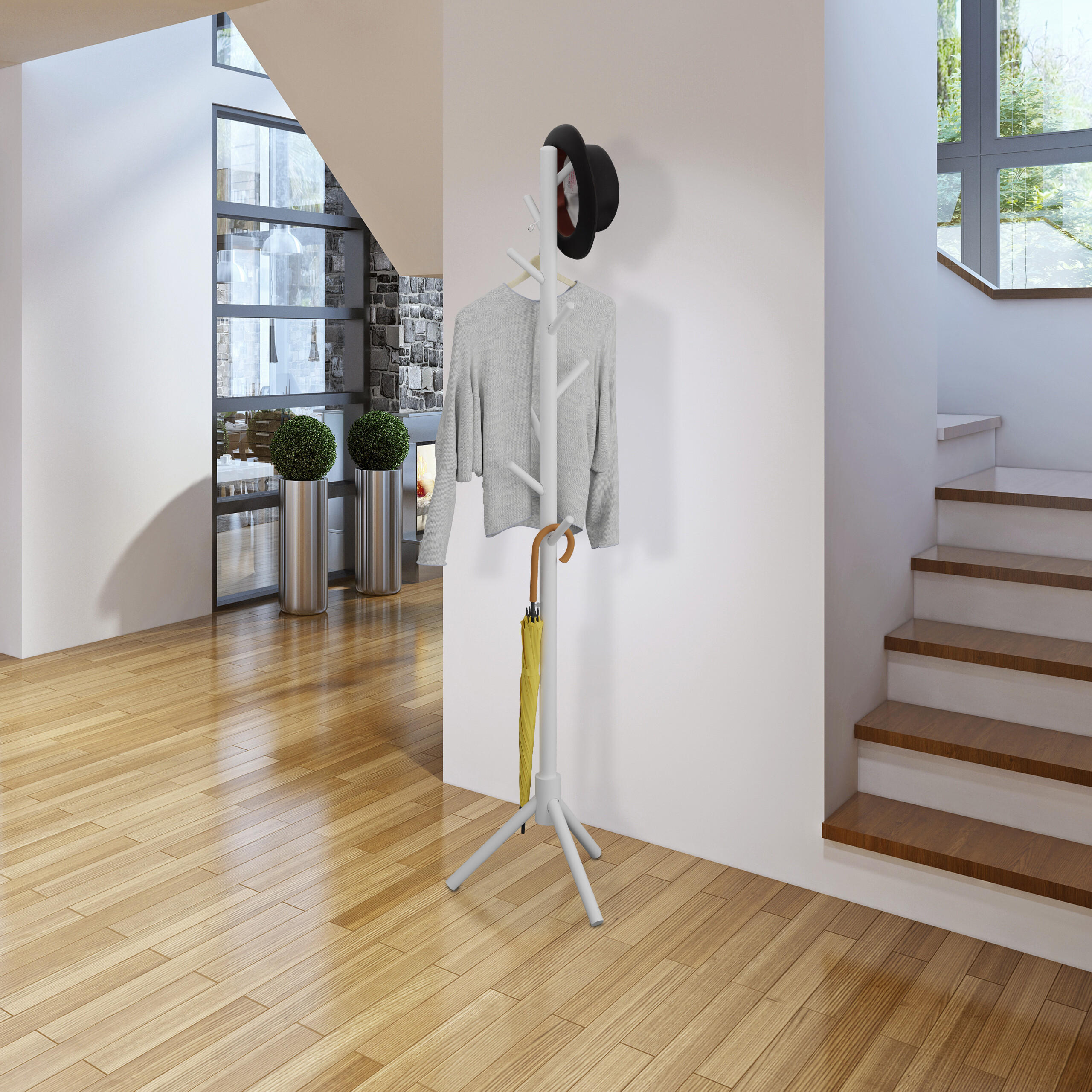GARDEROBENSTÄNDER - Weiß, Holz (43.5/173/37cm) - Relaxdays