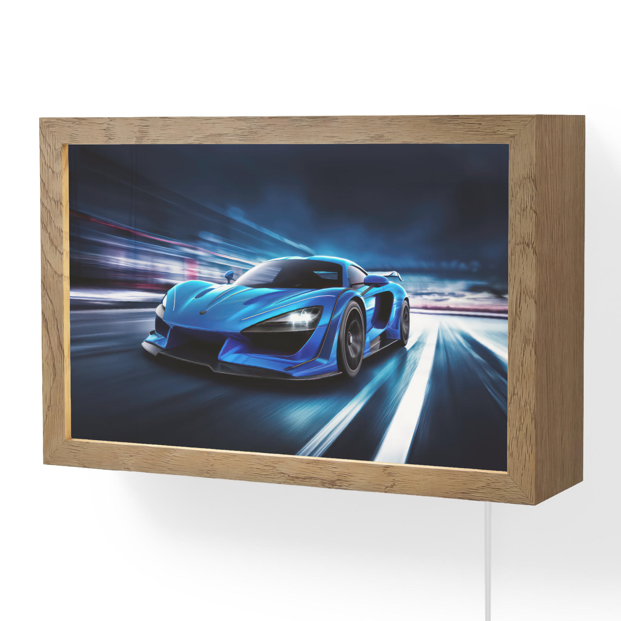 OnlyWow NÁSTĚNNÁ LAMPA Auto - Modrá - Chlapci - Dítě 30x20 cm