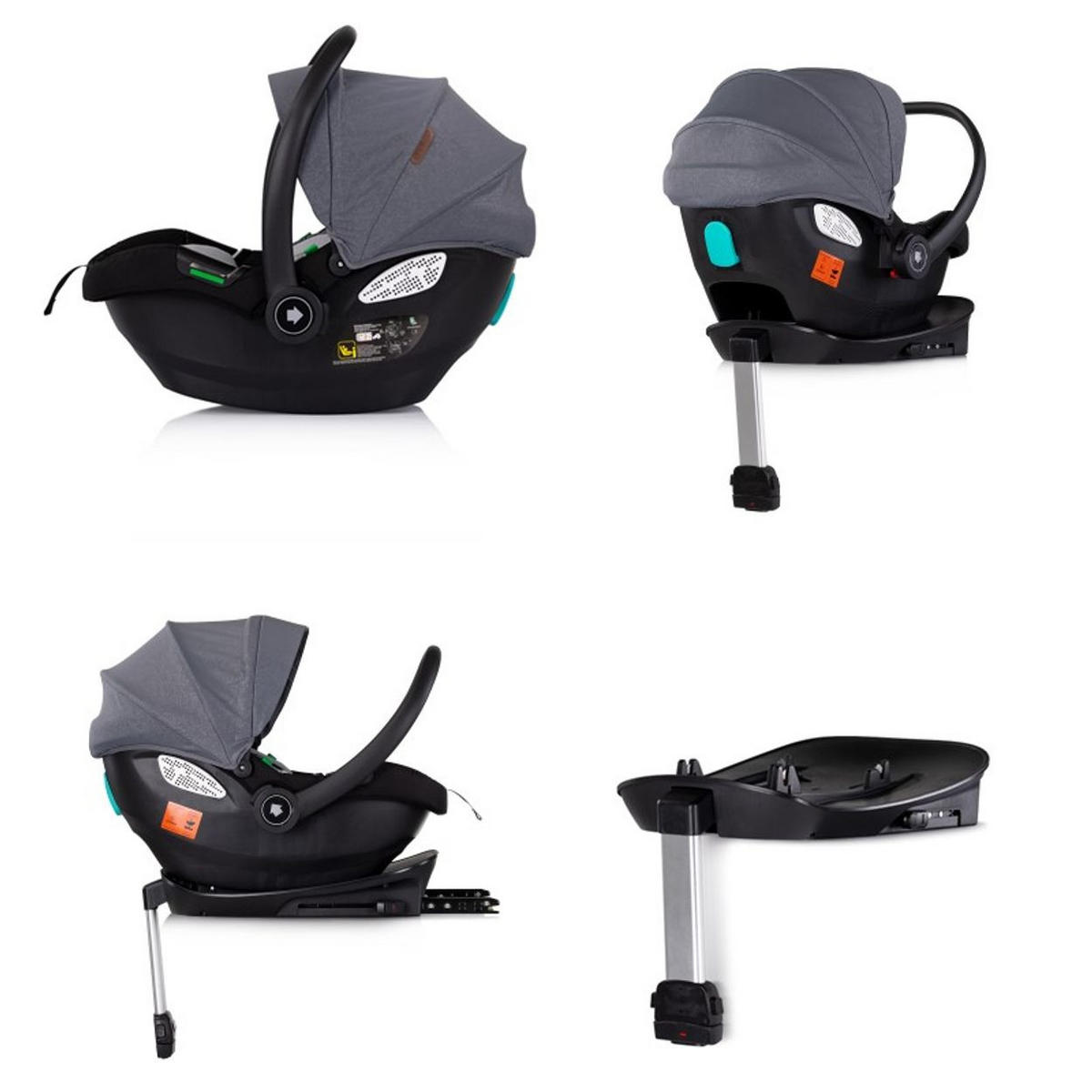 BABYSCHALE SET Isofix Duo Smart grau dunkelgrau Duo Smart i-Size verstellbare Kopfstütze - Grau, Kunststoff (40/58/66cm) - Chipolino