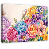 LEINWANDBILD Blumen Abstrakt Bunt 100x70 cm - Multicolor, Holzwerkstoff (100/70cm) - Wallarena