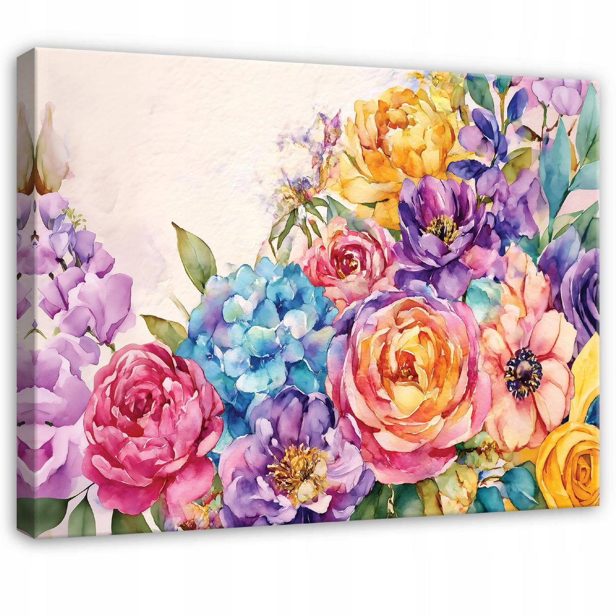 LEINWANDBILD Blumen Abstrakt Bunt 100x70 cm - Multicolor, Holzwerkstoff (100/70cm) - Wallarena