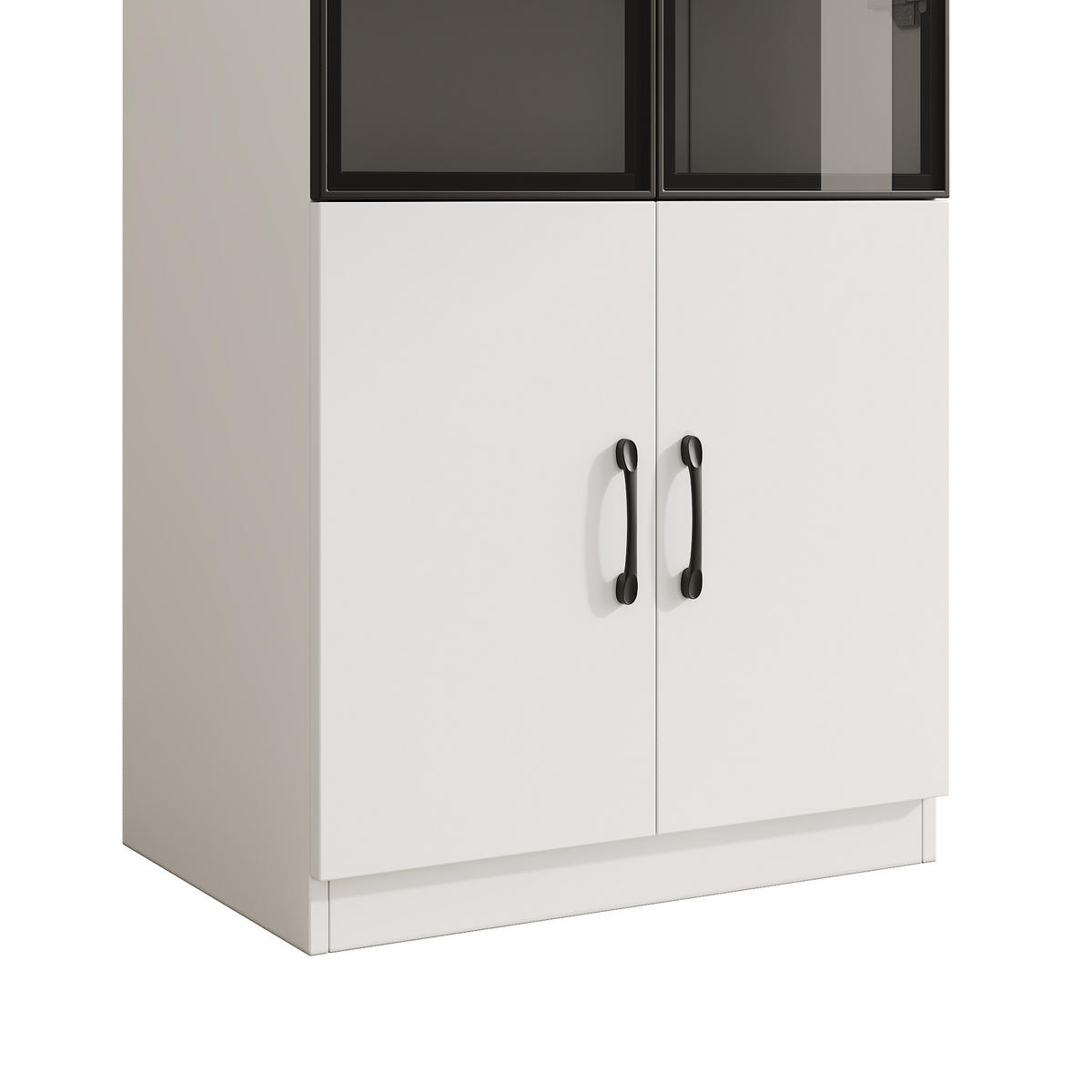 VITRINE LED Rauchglas Aluminiumrahmen 160cm 2 Türen Bücherregal - Weiß, Glas (120/160/40cm) - FLIEKS