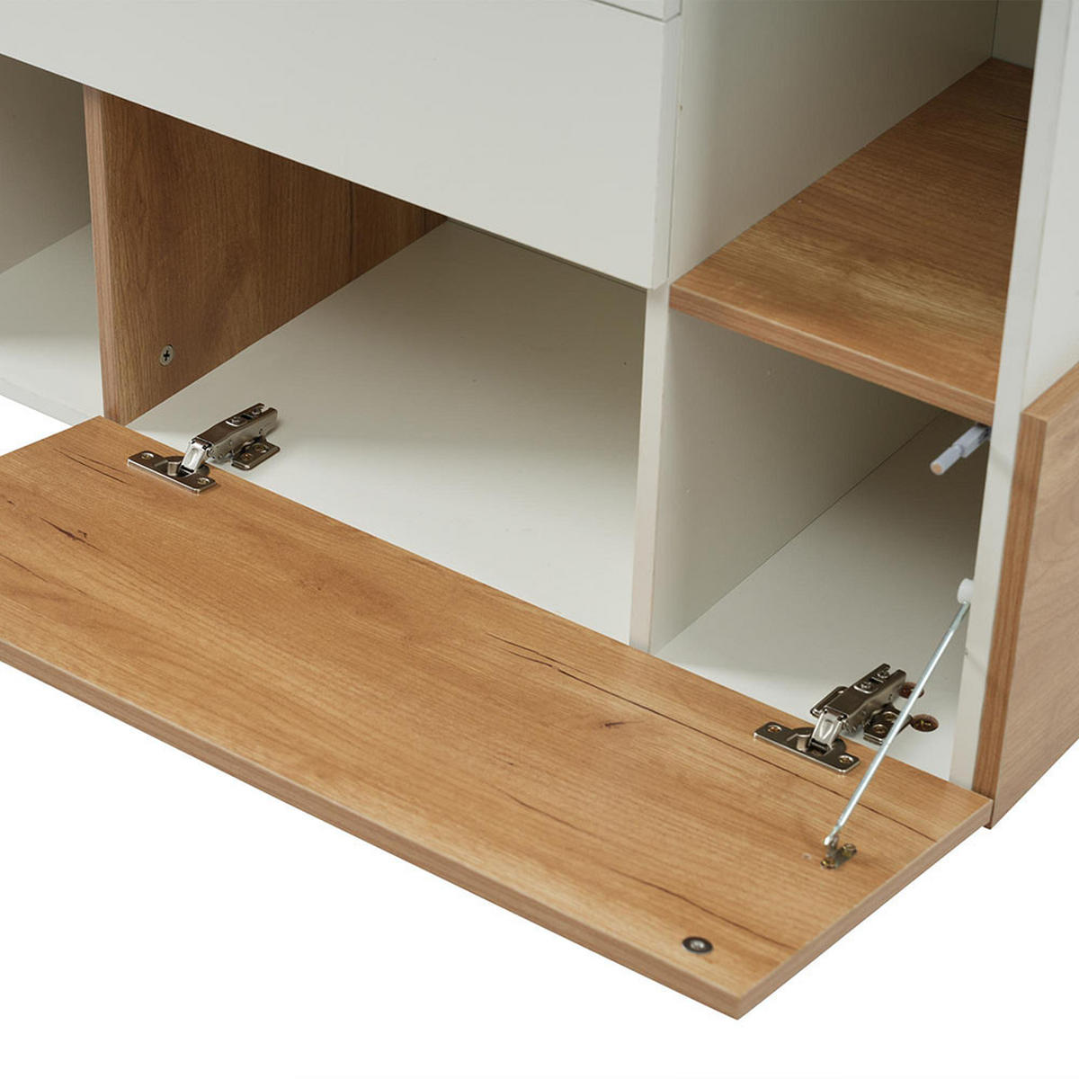 SIDEBOARD in Hochglänzendes weißes mit Stauraum - Weiß, Holz (40/70/130cm) - KOMHTOM