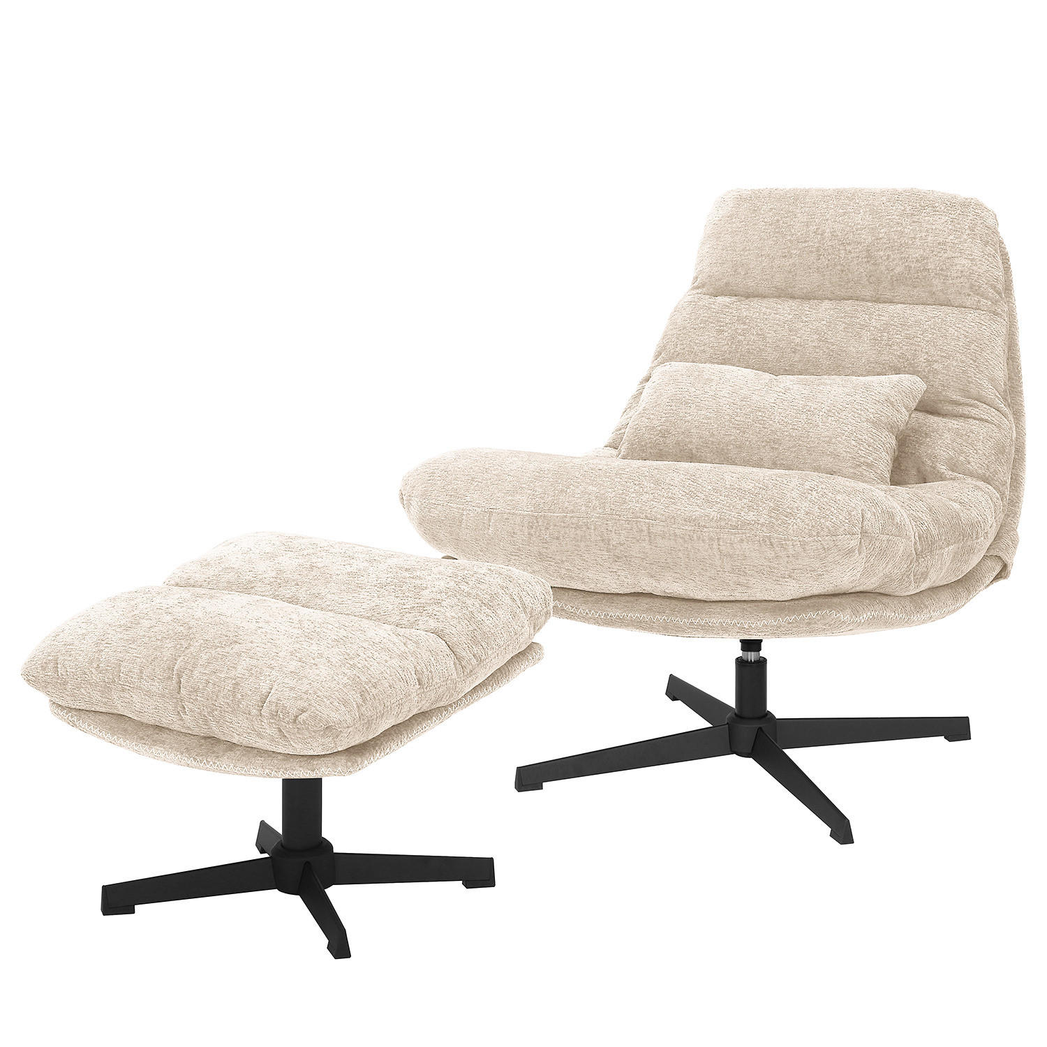 RELAXSESSEL - Chenille - Beige/Schwarz, Textil (84/88/94cm) - home24