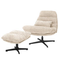 RELAXSESSEL - Chenille - Beige/Schwarz, Textil (84/88/94cm) - home24