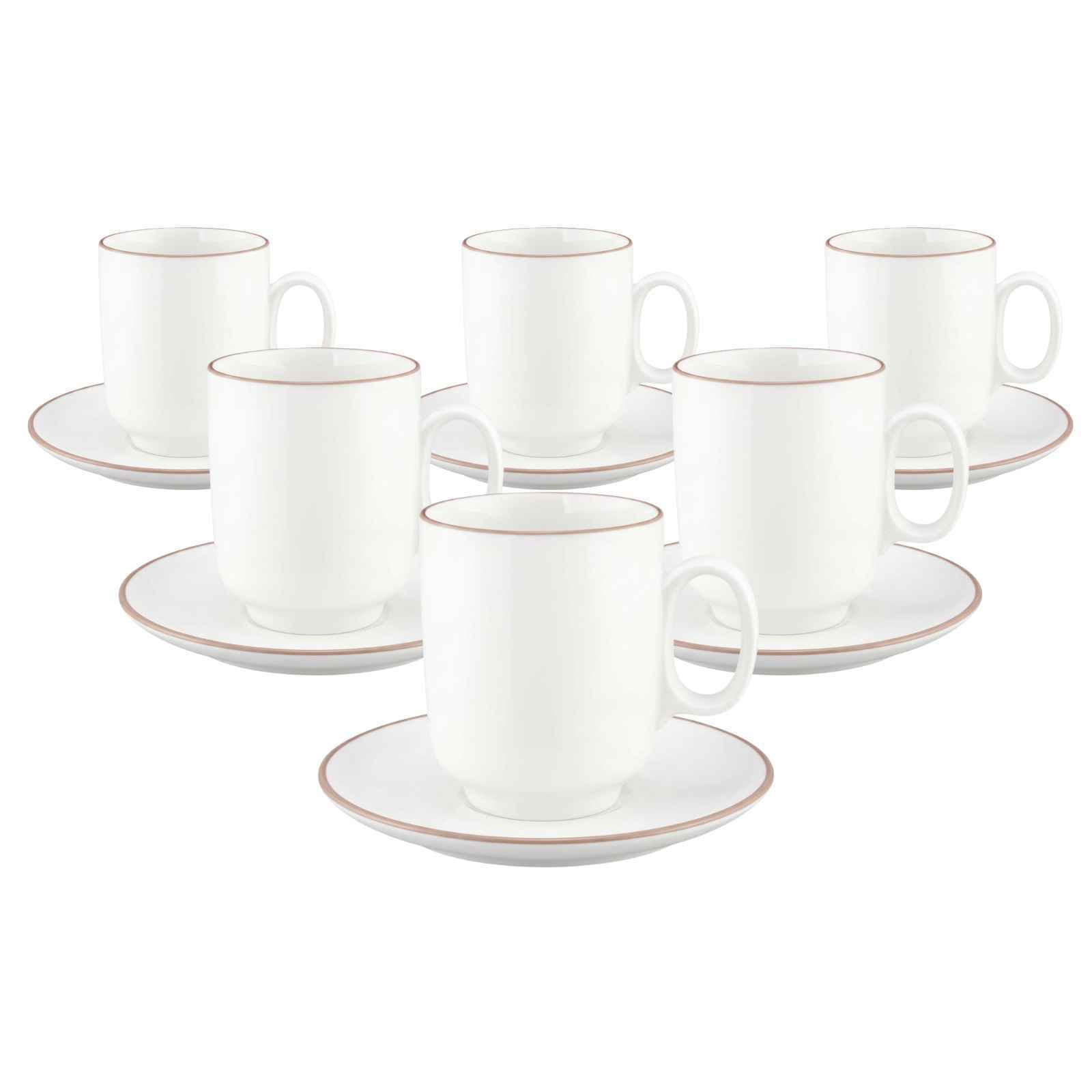 KAFFEEBECHER MIT UNTERTASSEN Sento Home Pure Lines Cocoa Brown 400 ml 6er Set - Hellbraun, Keramik (0.4L) - Seltmann Weiden