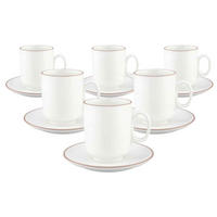KAFFEEBECHER MIT UNTERTASSEN Sento Home Pure Lines Cocoa Brown 400 ml 6er Set - Hellbraun, Keramik (0.4L) - Seltmann Weiden