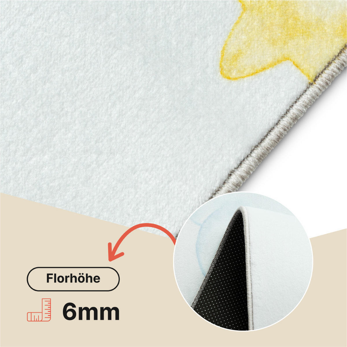 KINDERTEPPICH KIDS Creme Mond 140/200 cm - Creme, Textil (140/200cm) - Tapiso