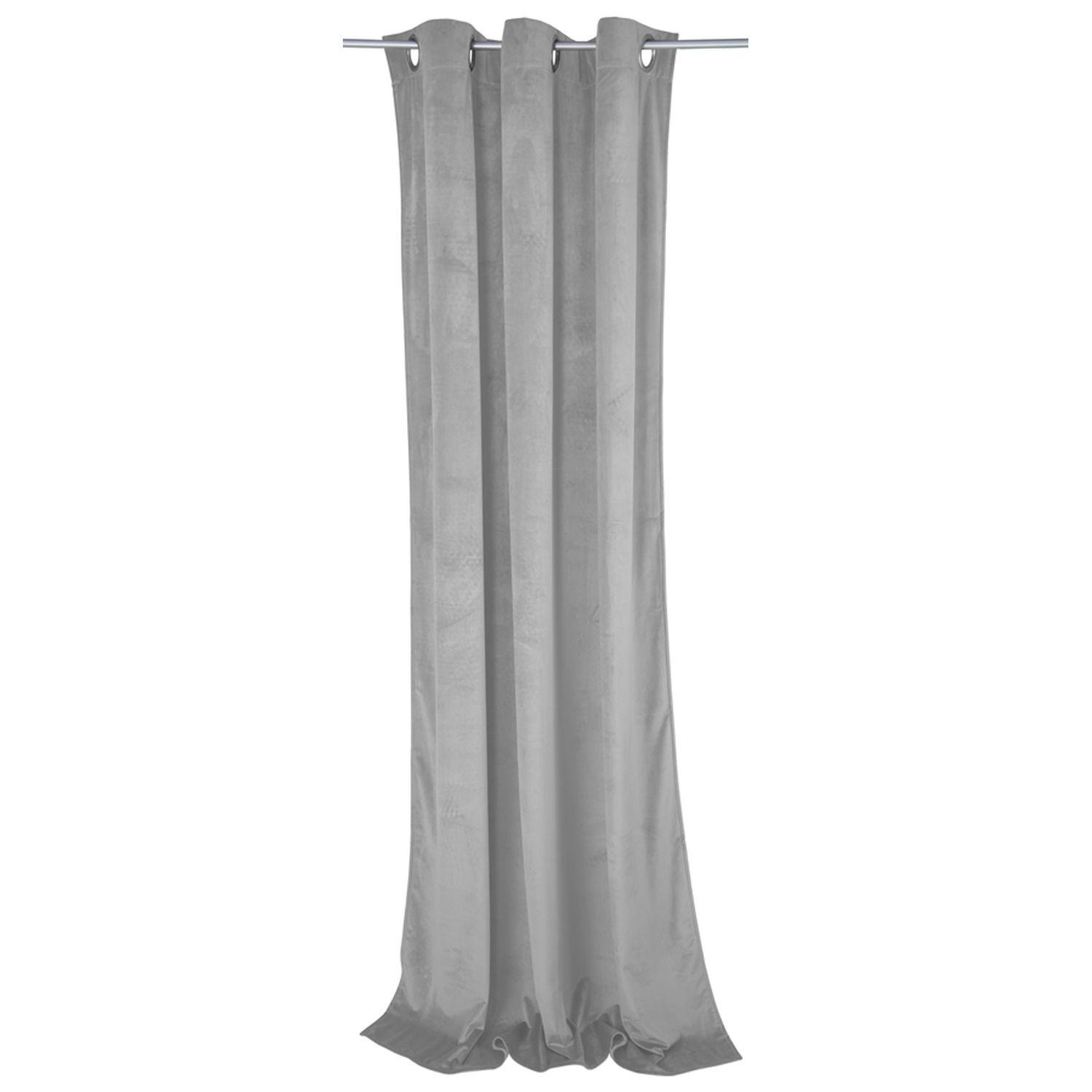 BLICKDICHTER ÖSENVORHANG French Velvet - Hellgrau, Textil (135/0.5/245cm) - Tom Tailor