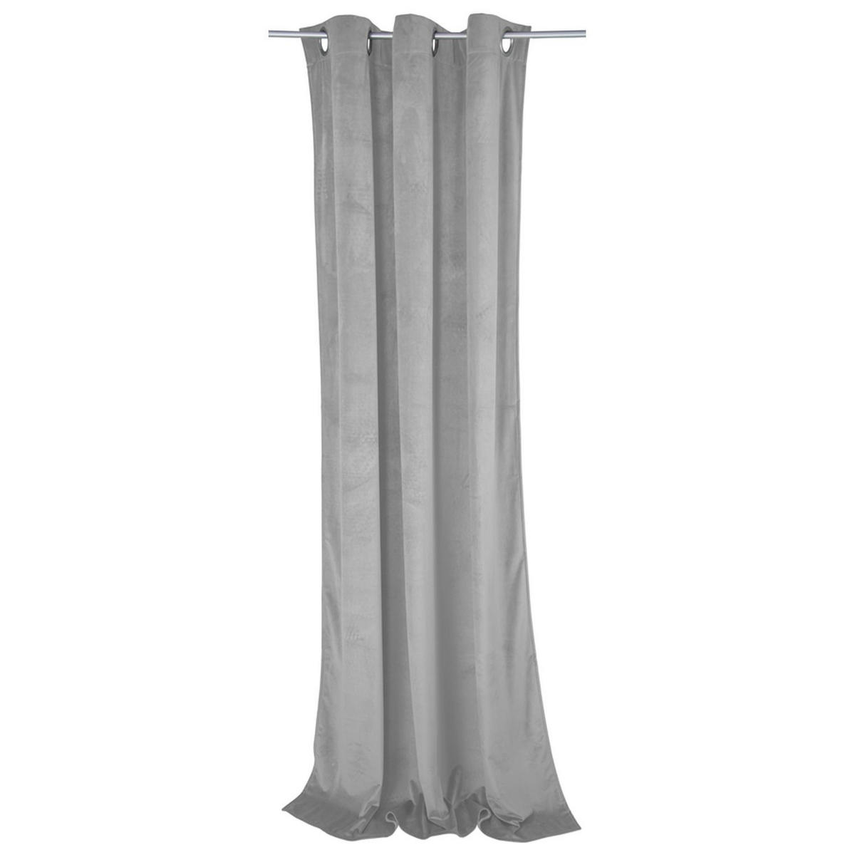 BLICKDICHTER ÖSENVORHANG French Velvet - Hellgrau, Textil (135/0.5/245cm) - Tom Tailor