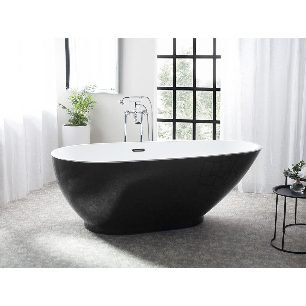 Thumbnail - Beliani Badewanne, Schwarz, Kunststoff, Oval, 82x60x173 cm, Badezimmer,,Badewannen
