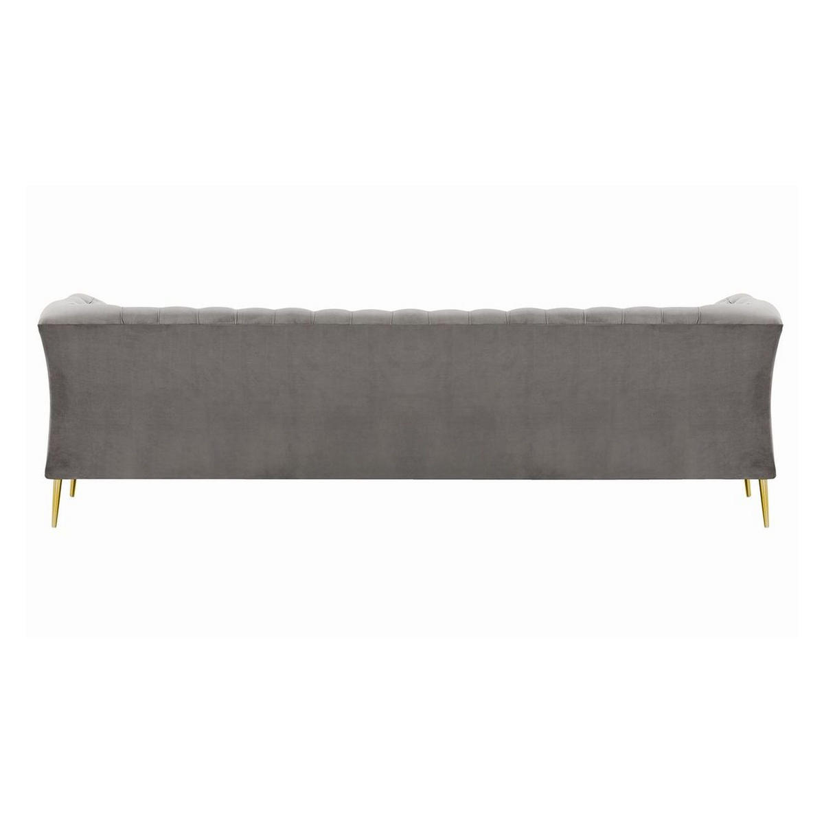 DREISITZER-SOFA Chesterfield Modern-Velluto 15 - Hellgrau, Holz/Textil (248/74/80cm)