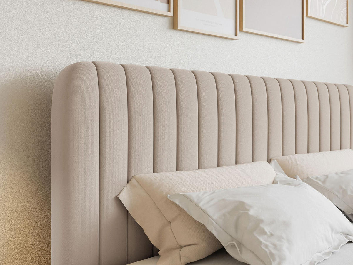 BOXBETT Saliano mit Topper und Chenille-Bezug Beige, 160x200 cm - Beige, Kunststoff/Textil (160/200cm) - Selsey