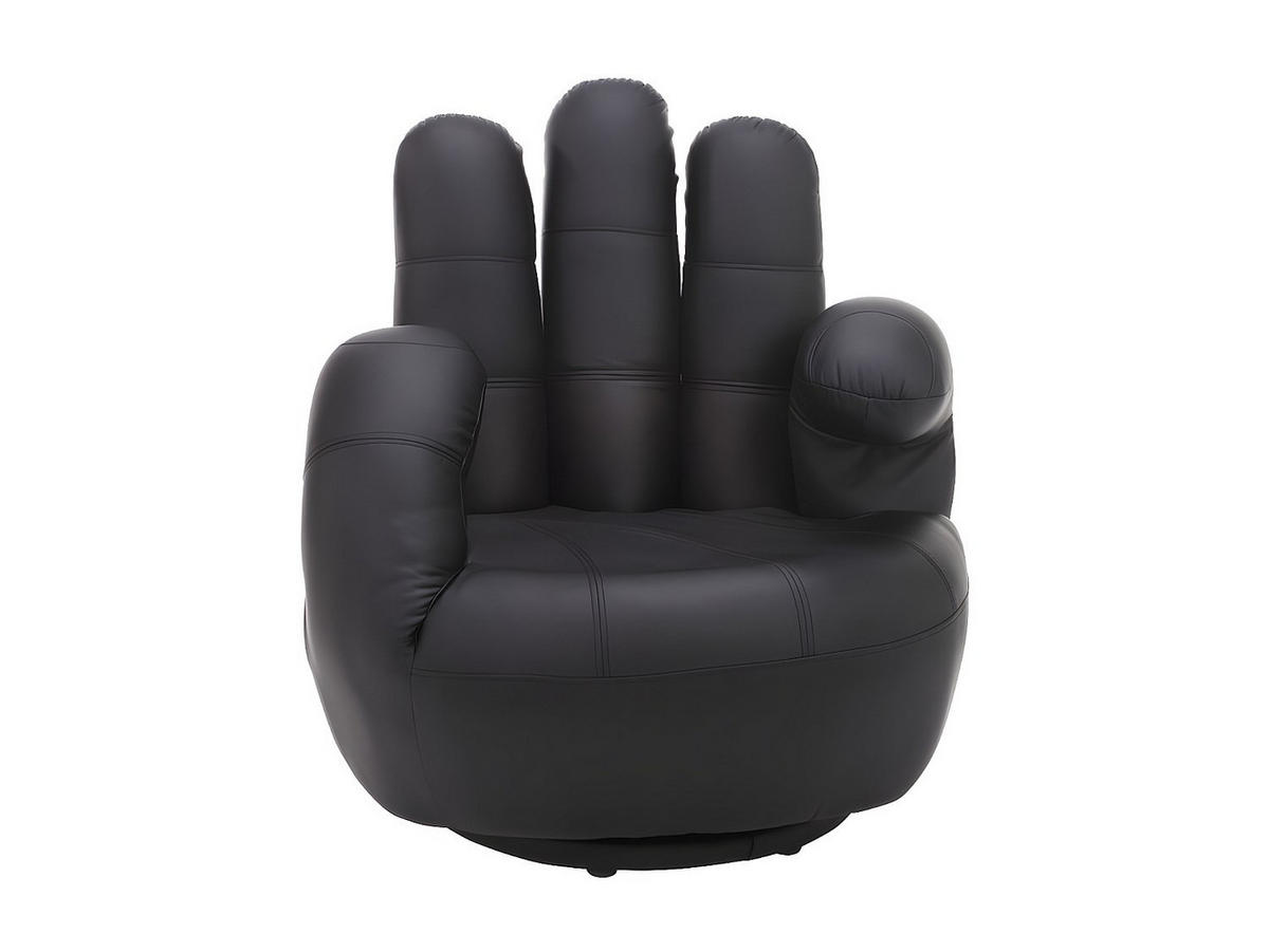 FINGERSESSEL drehbar - Kunstleder - Schwarz - CATCHY - Schwarz, Leder (82/89/78cm) - Vente-Unique