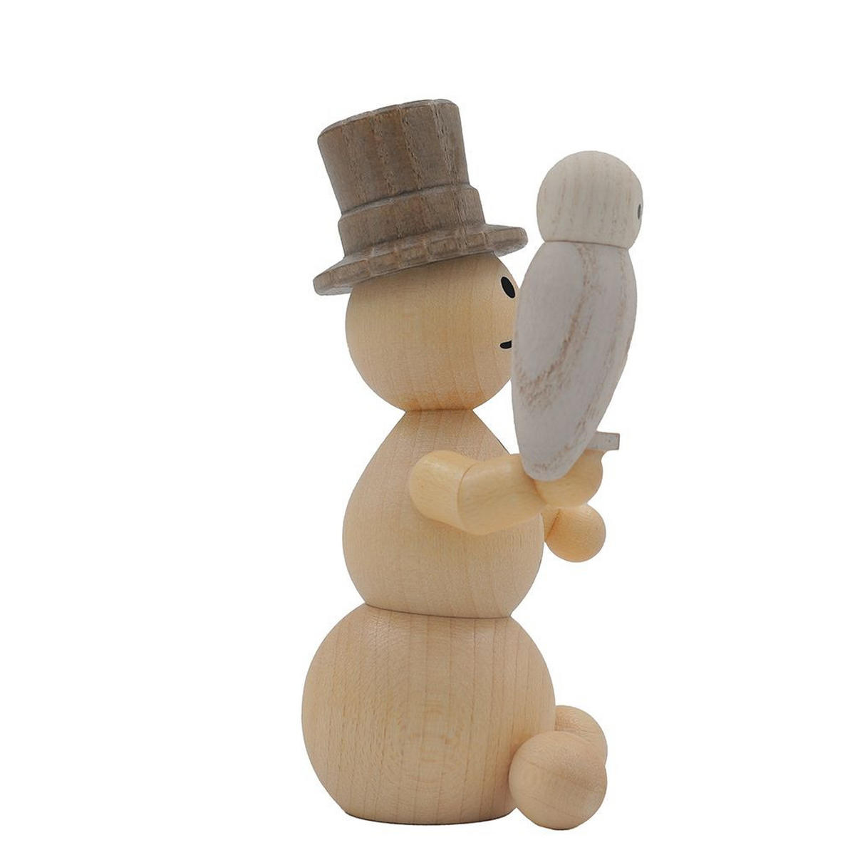 HOLZFIGUR Schneemann mit Schnee-Eule 9 cm - Multicolor, Holz (5/1/0.1cm)