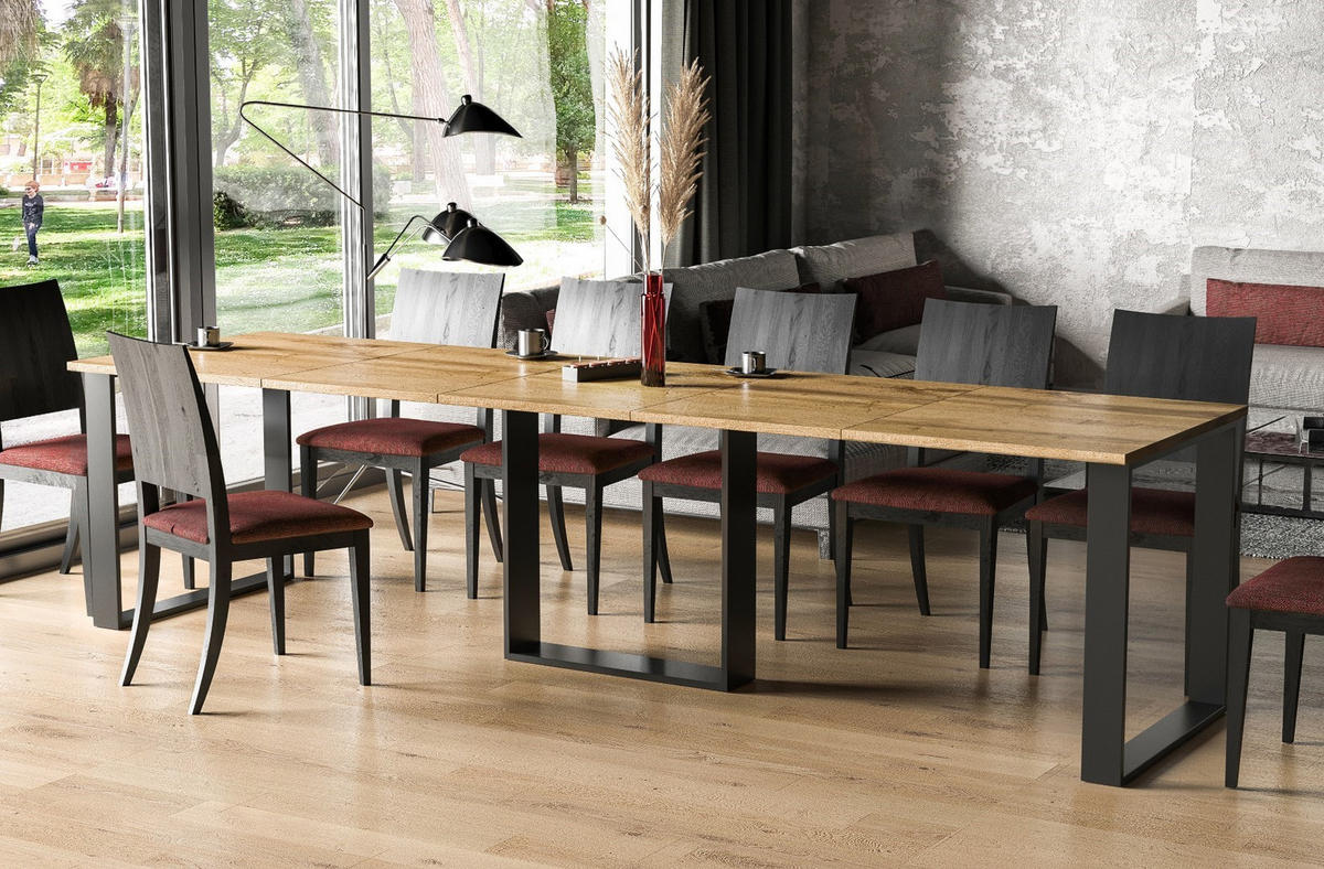 ESSTISCH Borys ausziehbar bis 310 cm - Eiche Wotan, Holzwerkstoff (130/90/76cm) - Endo-Moebel