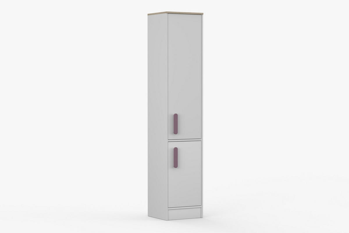 REGAL MIKI 01 Korpus Weiß | Griffe Violett - Violett/Weiß, Holz/Holzwerkstoff (40/197/38cm) - Deine Möbel 24
