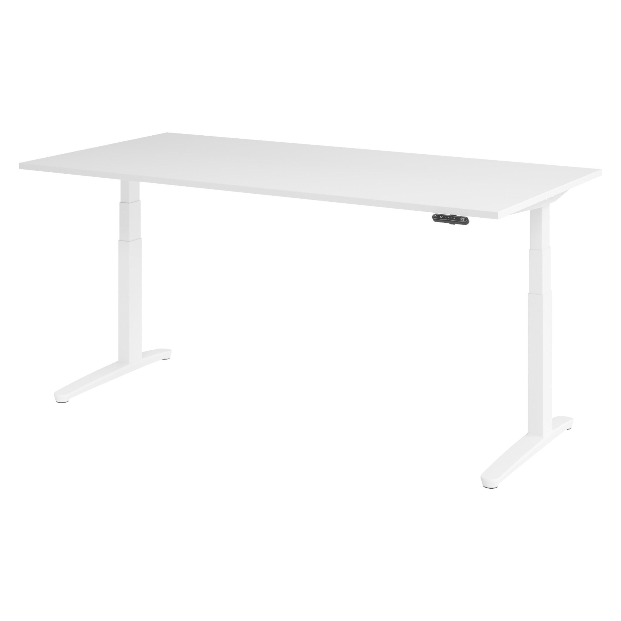 bümö Schreibtisch Weiß, Weiß, Silber 200x74x100 cm