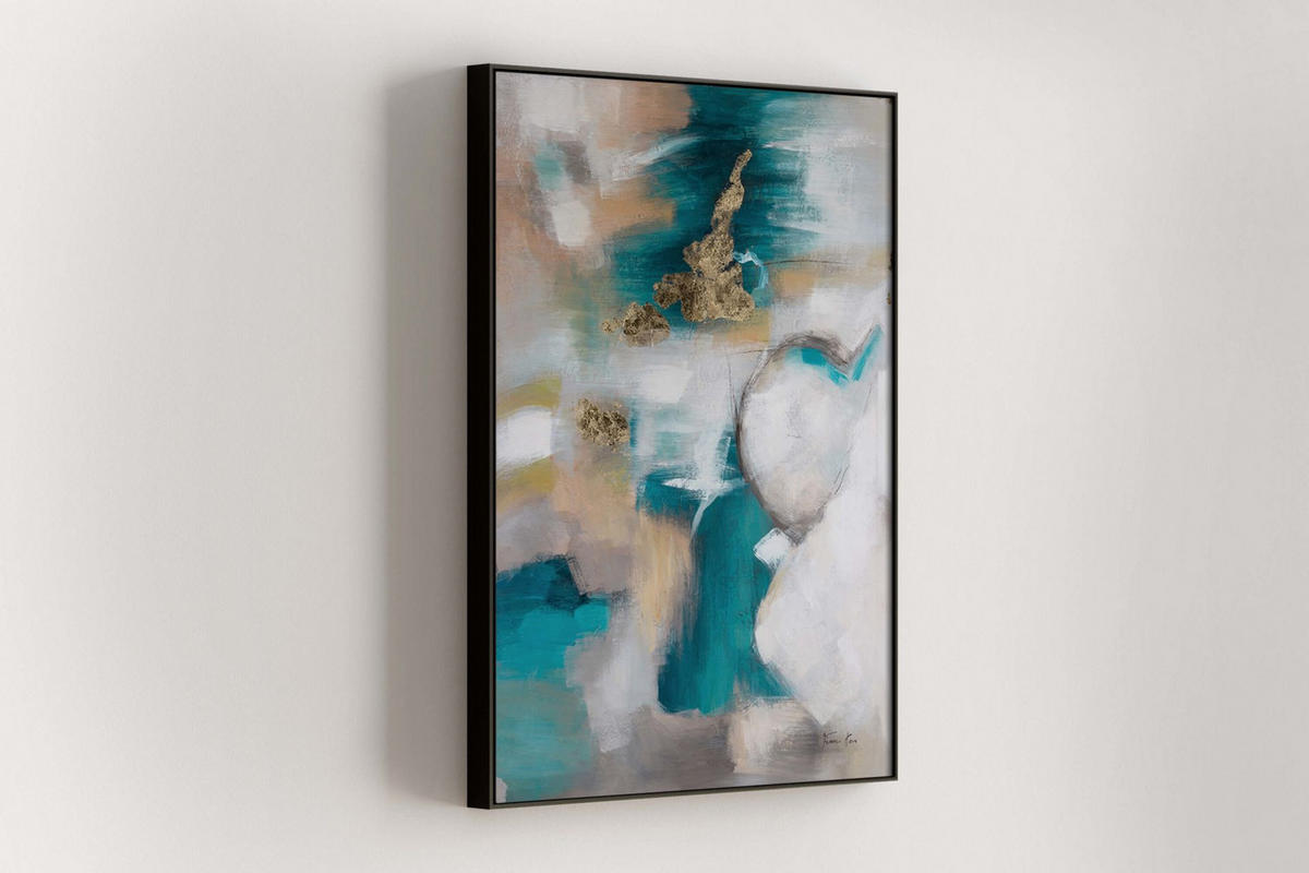 ULJANA SLIKA 75/100 cm, Životinje - siva/tirkizna, tekstil/drvo (75/100cm) - KUNSTLOFT