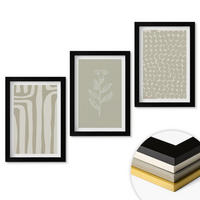 WANDBILDER 3er-Set - 20x30 cm Schwarzer Rahmen - Geometrische Pflanzenmuster - Schwarz, Kunststoff (20/30cm) - ArtPrintCave