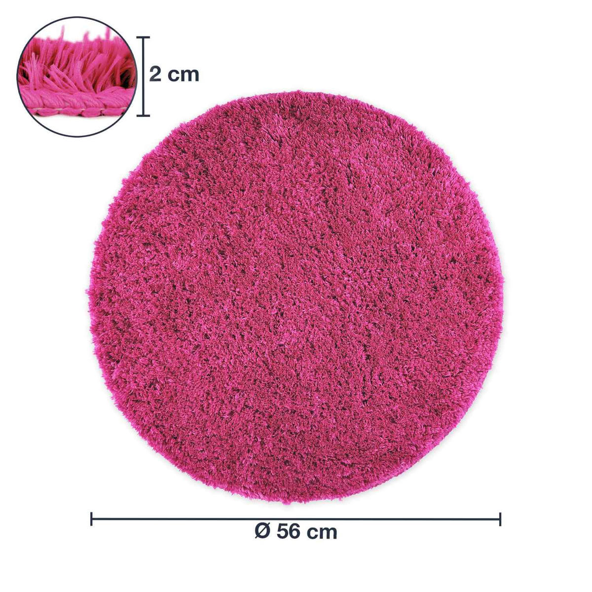 BADEMATTE BADTEPPICH Florenz - Pink, Textil (56/56cm) - WohnDirect