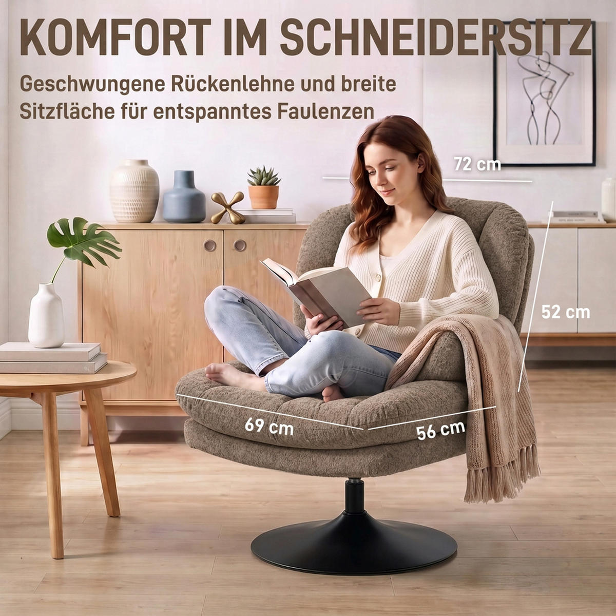 LOUNGESESSEL-MIT-HOCKER 2er Set Polyester Braun - Schwarz/Braun, Textil/Metall (72/90/92cm) - HOMCOM