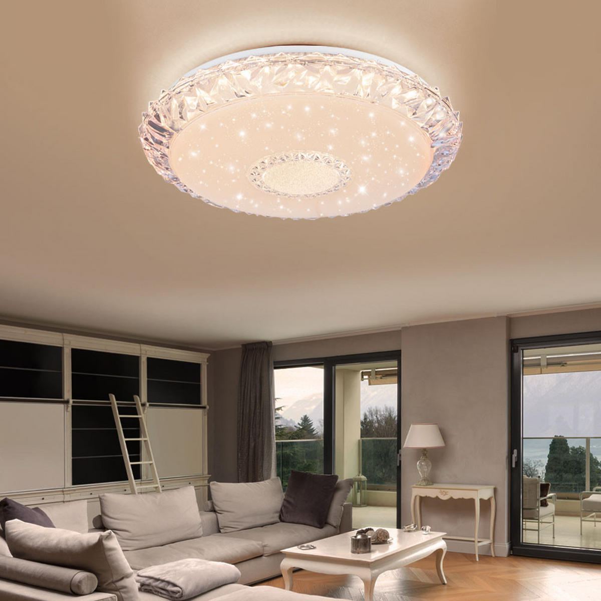 LED DECKENLEUCHTE Kristalloptik Weiß - Weiß, Metall (50/50/10cm)